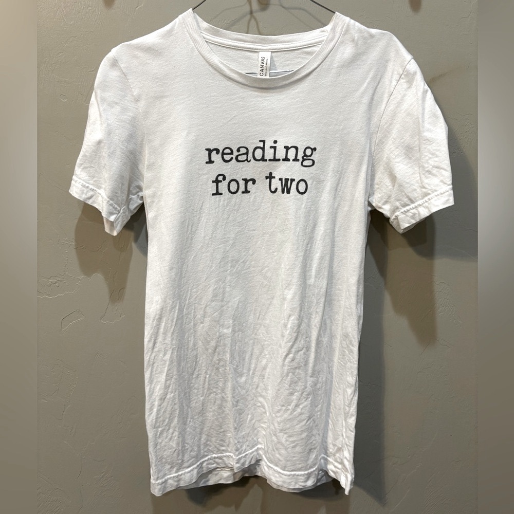 Reading for Two Pregnancy Tee | Bella Canvas White & Black Tee | EUC | S
